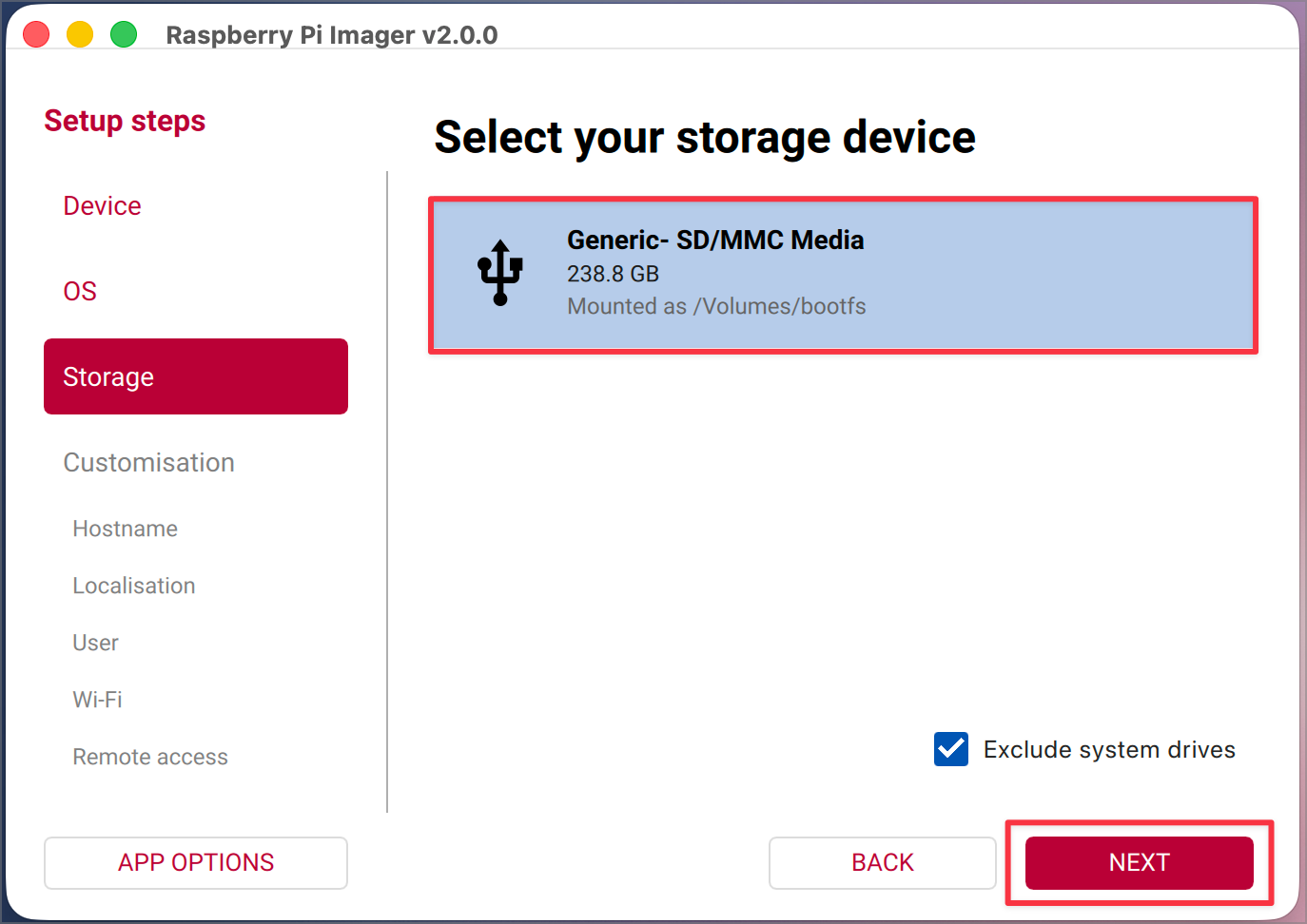 Select storage